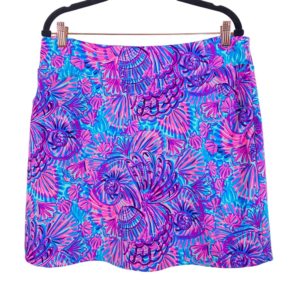 EUC Lilly Pulitzer Monica Skort UPF 50+ Turquoise Oasis Shelleidoscope, SIZE 14